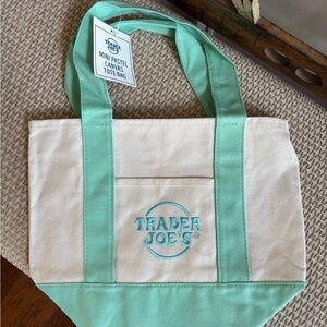 Trader Joe's Mini Pastel Canvas Tote Bag in MINT GREEN